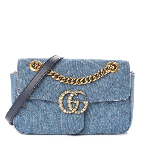 black denim gucci bag|gucci denim marmont bag.